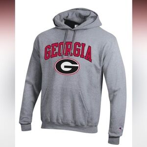 Champion Gray Georgia Arch Logo Hoodie with Red and Black